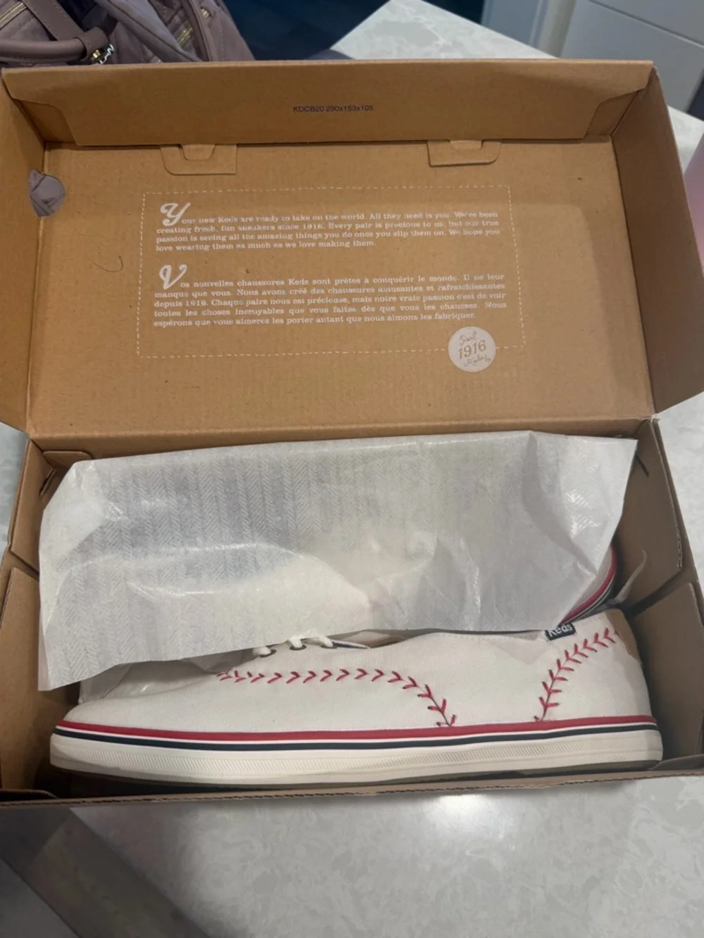 Keds CH Pennant Off White Baseball Stitch Sneakers Women’s 10M NIB